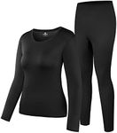 HEROBIKER Thermal Underwear Women Ultra-Soft Set Base Layer Top & Bottom Long Johns with Fleece Lined Winter Warm, Black, Small