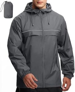 Mens Waterproof Hooded Rain Jacket Lightweight Raincoat for Outdoor Hiking Running Travel