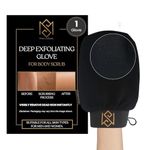 Exfoliating Glove Mitt Body Scrubber - For Dead Skin Scrubbing and Deep Pore Cleansing - Dead skin remover Shower Glove - Pack of 1 Black - by MoroccanSource