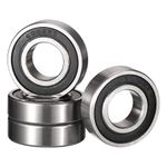 HiPicco 6002-2RS Deep Groove Ball Bearings, ID 15mm x OD 32mm x Width 9mm Double Rubber Sealed Ball Bearing Pre-Lubricated Chrome Steel Z2 Lever 4pcs