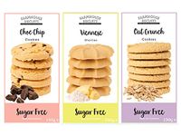 Farmhouse Biscuits Sugar Free Bundle | Pack of 3 | Chocolate Chip Cookies 150g x 1, Viennese Shorties 150g x 1, Oat Crunch Cookies 150g x 1