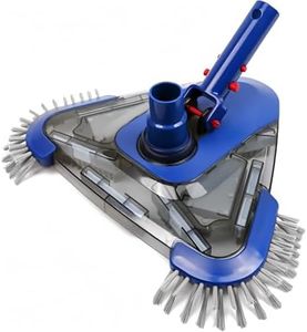 Poolvio Triangular Pool Vacuum Head with Side Brush, Swivel Hose Connection, EZ Clip Handle,3 Ball Wheels - Connect 1-1/4", 1-1/2" Hose for Inground and Above Ground Swmming Pools