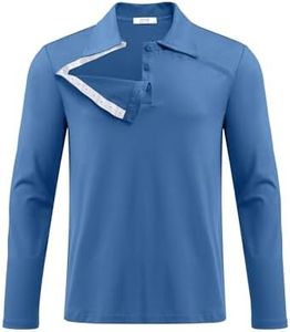 Deyeek Unisex Chemo Port Shirts for Women Post Surgery Shoulder Recovery Tshirt Surgery Shirts Open Chemo Port Access Shirt Blue-XL