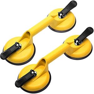 FCHO Suction Cups Heavy Duty Aluminum Vacuum Plate Handle Glass Holder Hooks to Lift Large Glass/Tile Lifter/Moving Glass/Pad for Lifting/Dent Puller (2 Pack)