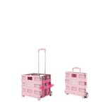Oncarnival Folding Utility Cart with Wheels, Portable Rolling Trolley Hand Cart with Telescopic Handle, Durable and Collapsible Rolling Crate for Home Office Travel Schools Warehouse Camping Picnic