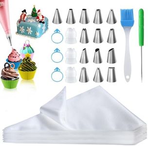 YOSHINE Piping Bags 100pcs, 12 Inch Disposable Piping Bags, Thickened Icing Bags, Anti Burst Frosting Bags, Non-Slip Pastry Bags and Tips Set, Cake Decorating Kits for Baking Cupcake and Cookies