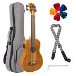 Kmise Electric Acoustic Bass Ukulele 30 Inch Mahogany Ukelele for Professionals with Gig Bag Picks Wrench