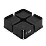 JONHWI Bed Risers, Oversized Furniture Risers, 3 inch Raise Blocks for Bed Couch Desk Sofa Table Lifts, Furniture Legs Lifters Support up to 6000 Lbs (Black, 4 Pack Set)