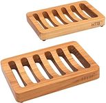 2PCS Slotted Bar Soap Holder Teak W