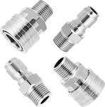 M MINGLE Pressure Washer Adapter Set, 2 Sets 3/8" Quick Connect Fittings, Male Pressure Washer Quick Disconnect Kit, Stainless Steel, 5000 PSI