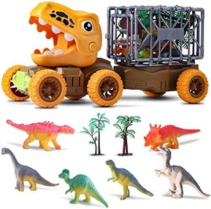 Oderra Dinosauri per Bambini, Dinosauri Camion Giocattolo con 6 mini dinosauri e 2 alberi, Regalo per Ragazzi e Ragazze di 4 5 6 anni, Natale, Halloween, Regalo di Compleanno