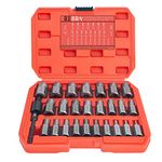 27-Pieces Screw Extractor Set, 3/8" Inch Impact Double Head Easy Out Bolt Remover Kit, Hex Head Multi-Spline for Removing Stripped, Rounded, Damaged, Broken Screws, Bolts, Studs