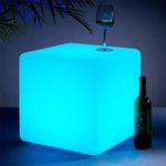 BALMOST 40cm/16-in LED Cube Chair Light, Rechargeable LED Cube Seat for Adult Kid, RGB Color Changing Versatile LED Cube Table w/Remote Waterproof LED Cube Night Light Mood Lamp for Home Garden Party