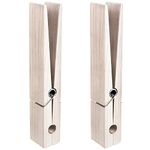 2 Pieces 12 Inch Jumbo Clothespin Wooden Clothespin Towel Holder Giant Wooden Clothes Pins Large Wooden Clothes Clips with Spring for DIY Crafts Wedding Farmhouse Bathroom Laundry Room (Light White)