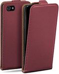 MoEx Magnetic Flip Case compatible with iPhone 4s / iPhone 4 | 360° protection faux leather, Ruby