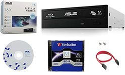 Asus 16X BW-16D1HT Internal Blu-ray Burner Drive Bundle with 1 Pack M-DISC BD, Cable Accessories and Mounting Screws (Supports BDXL and M-Disc, Retail Box)