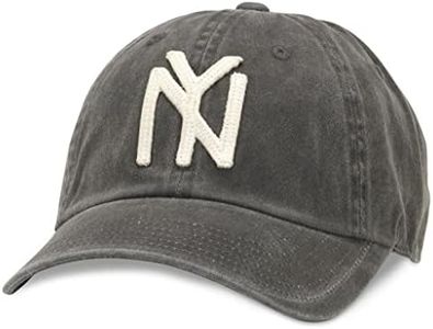 AMERICAN NEEDLE Historic League Team Archive Baseball Cap Adjustable Buckle Strap Dad Hat, New York Black Yankees (Black), One Size