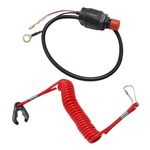 Universal Boat Kill Switch Kit Stop Switch Motorcycle Outboard Lawn Mowers Emergency Kill Stop Button Switch with Tether Lanyard Cord