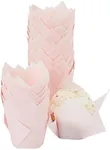Juvale 100 Pack Tulip Pink Cupcake Liners, Medium Baking Cups, and Muffin Wrappers, Perfect for Birthday Parties, Weddings, Baby Showers, Bakeries, Catering, Restaurants