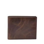 Fossil Men's Derrick Bifold with Flip Id, Dark Brown, One Size