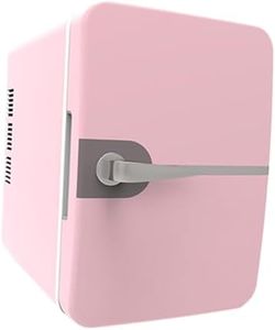 Portable Mini Beverage Refrigerator Adjustable Temperature Single Door Freestanding Beverage Refrigerator Cooler for Bedroom, Pink