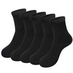 Kryzvox Women Thermal Socks 5 Pack, Soft Wool Sock Above Ankle for Ladies Bootie Trouser Size 4-7 (black)