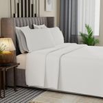 Color Sense Hotel Percale Cotton Rich Sheets, Snow Full Size Bed Sheet, Wrinkle-Resistant, Brushed for Extra Softness, Luxury Bed Sheets Full, Elasticized Deep Pocket Bedding Set - White