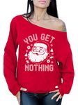 Awkward Styles You Get Nothing Sweatshirt Off Shoulder Ugly Christmas Sweater Funny Xmas Gifts Red S