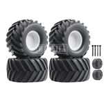 WLYEJEA 4PCS 1/10 Scale RC Monster Truck Rubber Tire w/12mm Hex Plastic Wheel Rim 133mm/73mm Rubber Rocks Tyres Set Fit for 1/10 RC Monster Truck E-Revo and Summit,MAXX, HIMOTO HSP HPI Tamiya Kyosho