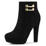 Allegra K Women's Round Toe High Chunky Heel Platform Ankle Boots Black 6.5 UK/Label Size 8.5 US