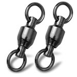 9KM DWLIFE 30pcs Ball Bearing Fishing Swivels, 9 Sizes Black Barrel Swivel Connector, Stainless Steel Fishing Terminal Tackle for Saltwater Freshwater Sea Fishing