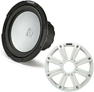 Kicker 45KMF104 10" Weather-Proof Subwoofer for Freeair Applications 4 Ohm - Kicker 45KMG10W 10" LED Grille (White)