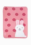 Cosatto Baby Blanket, Combed Cotton Knitted With Fleece, New Baby Gift, Pink/White, Bunny Buddy, 90 x 70