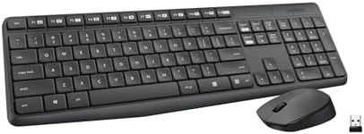 Logitech MK235 Wireless Keyboard and Mouse Combo for Windows, USB Receiver, 15 FN Keys, Long Battery Life, Compatible with PC, Laptop