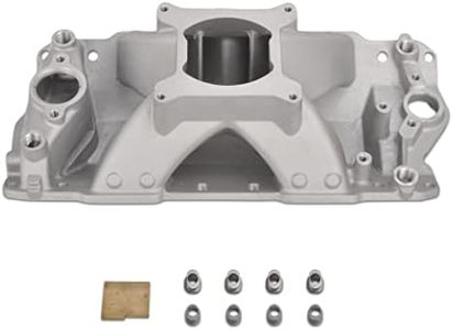 FGJQEFG Intake Manifold Single Plane Cast Satin Finish Aluminum Compatible with 1957-1995 SBC Small Block Chevy 350 400