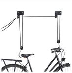 Relaxdays Bicycle Ceiling Mount, 57 kg Capacity, Hooks, Universal, Rope Brake, Pulley Hoist, Kayak, Bike Lift, Black