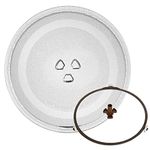 DAJAVE 245mm Microwave Plate Replacement, Small Microwave Glass Plate Replacement, Microwave Turntable Glass Plate with 3 Fixers with Microwave Turntable Support and Coupler