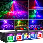 Ehaho Disco Lights, Disco Lights for Parties 4 in 1, DJ Lights with Sound Activated, Party Lights with DMX Controller, 3D RGB Animation Stage Lights with UV Effect for Parties Bar Nightclubs Live Show