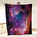 Wesan Galaxy Blanket Kids Boys Gifts- Outer Space Universe Stars Throw Blanket for Teens Teenagers Girls Men Fantasy Purple Starry Sky Decor Soft Cozy Warm Plush Throw Birthday 50"x60"