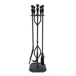 Minuteman International Fireplace Tool Set, Black, Square