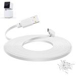 Smays 20 ft Cable for WYZE Cam Pan v3 Camera, Flat Micro USB Extension Power Cord, 90 Degree White