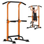 DlandHome Power Tower Dip Station Pull Up Bar for Home Gym Pull Up Bar Station Workout Equipment, Strength Training Fitness,Orange