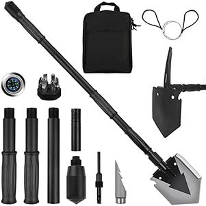 Yeacool Camping Shovel 38'', with Pickaxe, Survival Folding Spade, Tactical Heavyduty Multitool, Military Compact Shovel for Off-Roading, Entrenching, Car Emergency, Outdoor