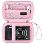 Canboc Hard Travel Case for Canon PowerShot G7X Mark II/III / G5 X Mark II Digital Camera, Mesh Bag fit Battery, Charger, USB Cable, Wrist Strap or Other Camera Accessories, Rose Gold