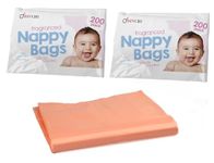 DIVCHI Baby Disposable Diaper Sacks Bags Dispenser Antibacterial Power Scented Nappy Disposal Bags Easy-Tie for Travel - 2 x 200 Pack (400 in Total)