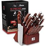 19-Piece Premium Kitchen Knife Set with Wooden Block | Master Maison German Stainless Steel Cutlery with Knife Sharpener & 8 Steak Knives