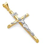 14k Two Tone Gold Religious Crucifix Cross Charm Pendant