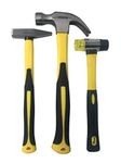 Benchmark - 3 Piece Hammer Set; 16 OZ. Claw Hammer, Tack Hammer; Rubber Mallet (Double SIded); Shock Absorbing Rubber Grips, Durable Fiberglass Handles And Polished Steel Heads