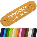 PerkHomy Cotton Rope 3/16" (5mm) 100 ft Multi Purpose Utility Diamond Braided Cord, Natural Cotton for Clothes Line Camping Crafting Flag Pole, Gold