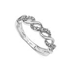 The Diamond Ring Collection: Beautiful 9CT White Gold 0.05CT Diamond 3 Row on the Twist Eternity Ring (Size S) …